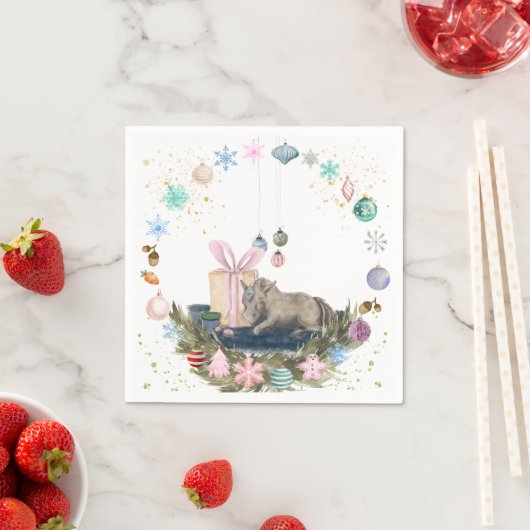 Weihnachtsmotiv Servietten mit Pferdebild (Beispiel)