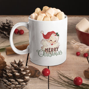 Weihnachtsmotiv Vintage Santa Frohe Weihnachten Zweifarbige Tasse