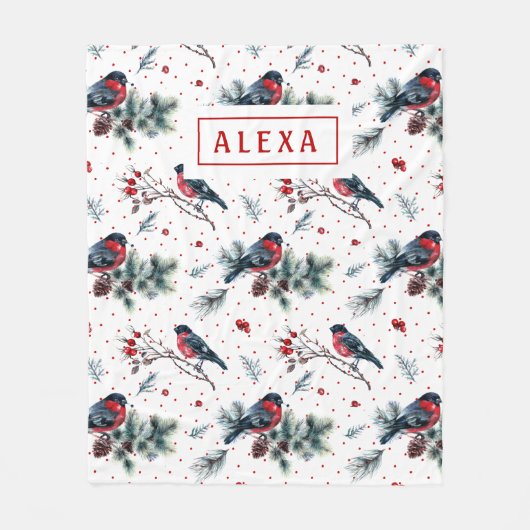 Weihnachtsmotiv & Wasserfarbenmuster Fleecedecke (Vorderseite)