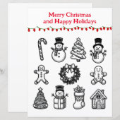 Weihnachtsmotive Kinder-Farbseite (Vorne/Hinten)