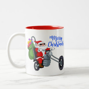 weihnachtsmotorrad weihnachtsmann zweifarbige tasse