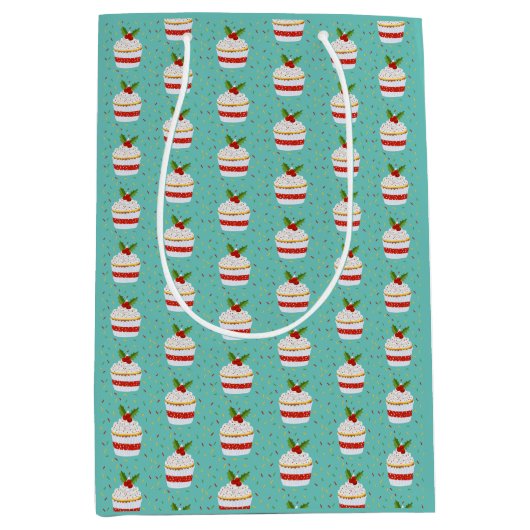 Weihnachtsmuffin Kuchen Kuchen Packpapier Mittlere Geschenktüte (Vorderseite)