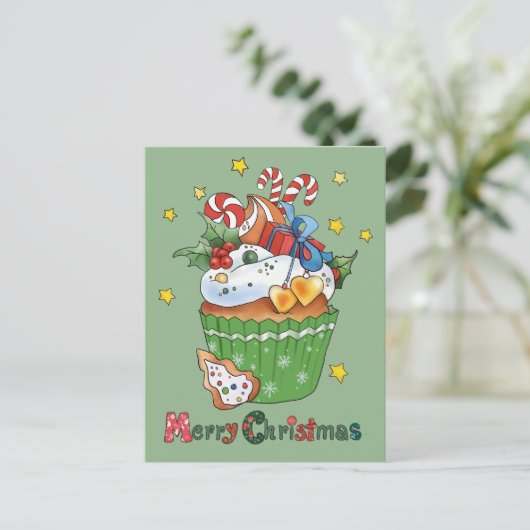 Weihnachtsmuffin postkarte (Stehend Vorderseite)