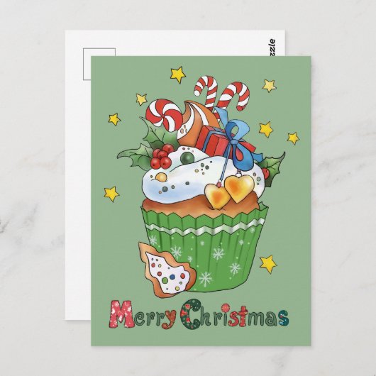 Weihnachtsmuffin postkarte (Vorne/Hinten)