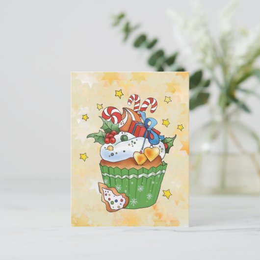 Weihnachtsmuffin Postkarte (Stehend Vorderseite)