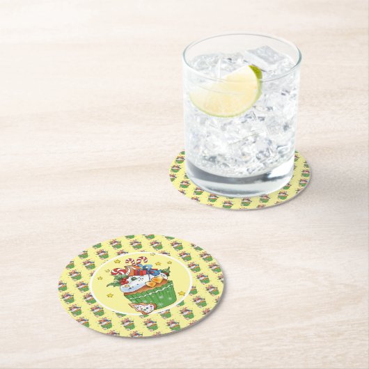 Weihnachtsmuffin  runder pappuntersetzer (Vor Ort)