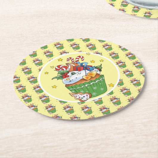 Weihnachtsmuffin  runder pappuntersetzer (Angewinkelt)
