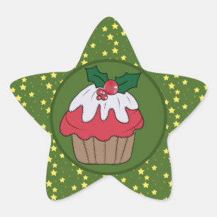 Weihnachtsmufin und Sterne  Stern-Aufkleber
