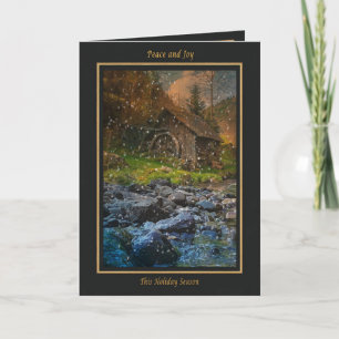 Weihnachtsmühle im Wald Feiertagskarte