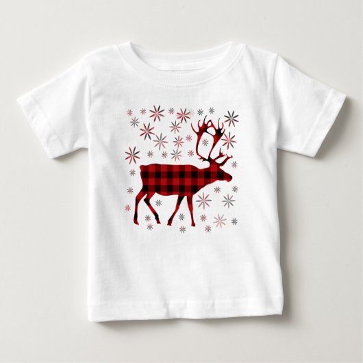 Weihnachtsmuschel, Hirsche, Elch, Karibu, rote Pfl Baby T-shirt (Vorderseite)