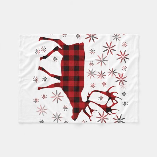 Weihnachtsmuschel, Hirsche, Elch, Karibu, rote Pfl Fleecedecke (Vorderseite (Horizontal))