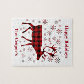 Weihnachtsmuschel, Hirsche, Elch, Karibu, rote Pfl Puzzle (Horizontal)