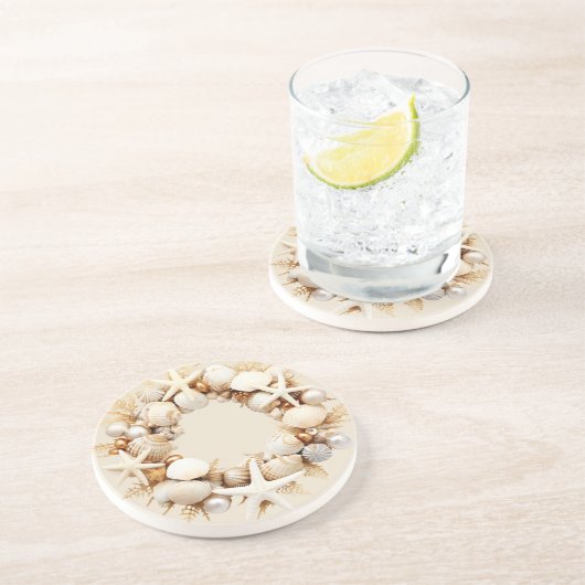 Weihnachtsmuscheln Perlen Meeresalgen Getränkeuntersetzer (Seite)