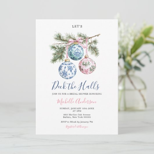 Weihnachtsmuseum Chinoiserie Ornament Brautparty Einladung (Stehend Vorderseite)