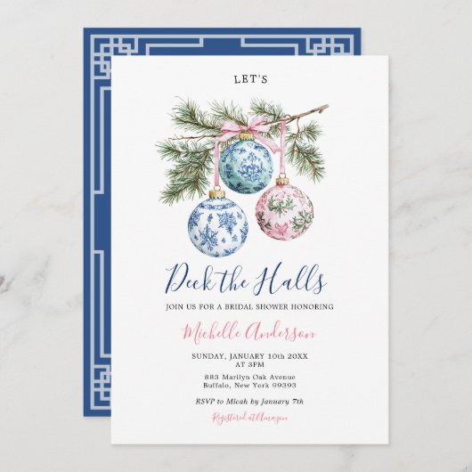 Weihnachtsmuseum Chinoiserie Ornament Brautparty Einladung (Vorne/Hinten)