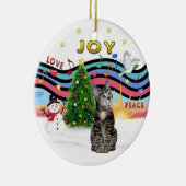Weihnachtsmusik #1 - Brown Tabby Tiger cat Keramikornament (Rechts)