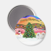Weihnachtsmusik 2 - Bichon Frise (zwei) Magnet (Vorderseite/Rückseite)