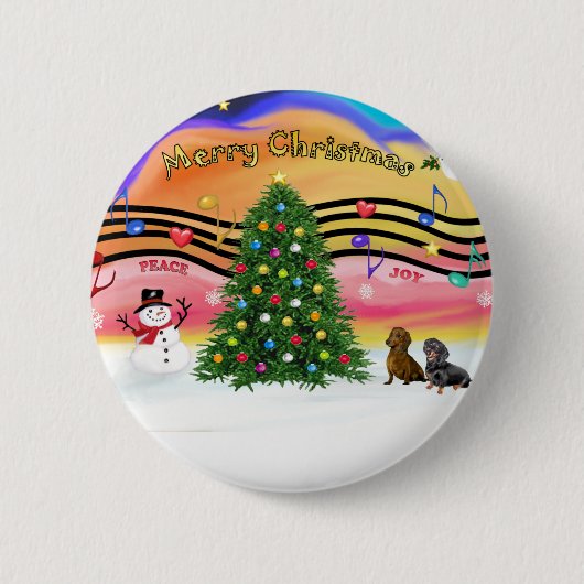 Weihnachtsmusik 2 - Dachshunde (zwei) Button (Vorderseite)