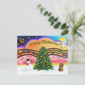 Weihnachtsmusik 2 - Dackel (Langhaarige) Feiertagspostkarte (Stehend Vorderseite)