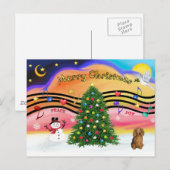 Weihnachtsmusik 2 - Dackel (Langhaarige) Feiertagspostkarte (Vorne/Hinten)