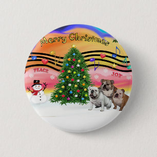 Weihnachtsmusik 2 - Englische Bulldoggen (drei) Button