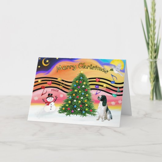 Weihnachtsmusik 2 - English Springer (BW) Feiertagskarte (Vorderseite)