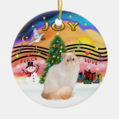 Weihnachtsmusik #2 - Himalayan Flame Point Cat Keramikornament (Vorne)