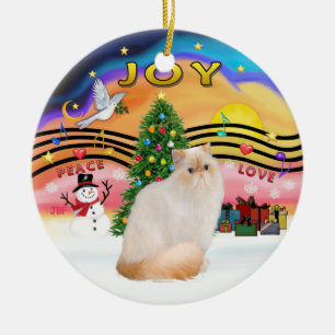 Weihnachtsmusik #2 - Himalayan Flame Point Cat Keramikornament