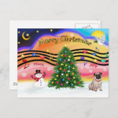 Weihnachtsmusik 2 - Mops (fawn) Feiertagspostkarte (Vorne/Hinten)