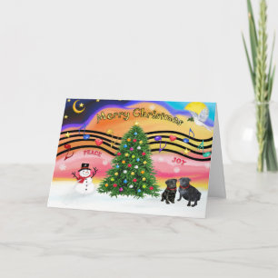 Weihnachtsmusik 2 - Möpsen (zwei Schwarz) Feiertagskarte