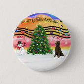 Weihnachtsmusik 2 - Poodle (Chocolate Standard) Button (Vorderseite)