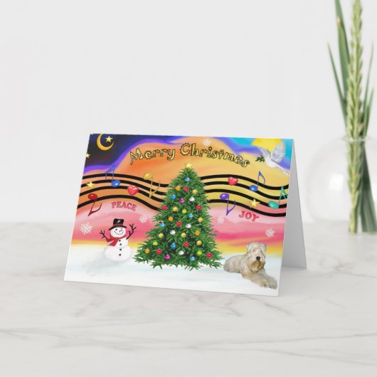 Weihnachtsmusik 2 - Wheaten Terrier (alt) Feiertagskarte (Vorderseite)