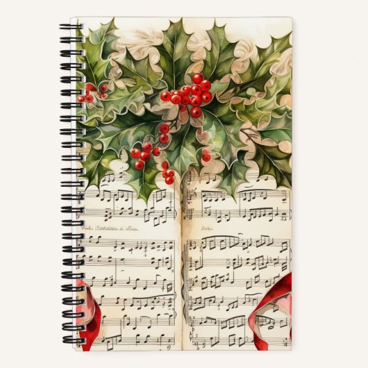 Weihnachtsmusik 5.5" x 8.5" Spiralnotebook Notizblock (Vorderseite)
