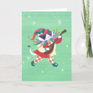 Weihnachtsmusik Elf Cat Weihnachtskarte Feiertagskarte