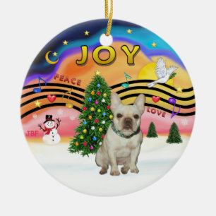 Weihnachtsmusik - Französische Bulldogge ( rehbrau Keramikornament