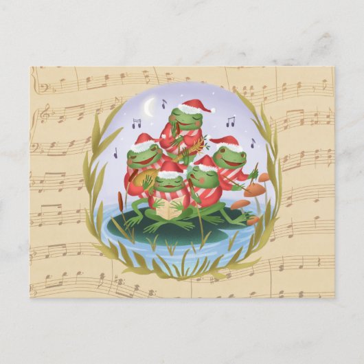 Weihnachtsmusik Frösche Postkarte (Vorderseite)