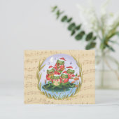Weihnachtsmusik Frösche Postkarte (Stehend Vorderseite)