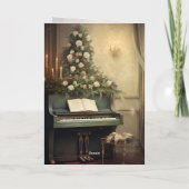 Weihnachtsmusik Grand Piano Grüne Feiertagskarte (Rückseite)