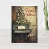 Weihnachtsmusik Grand Piano Grüne Feiertagskarte (Vorderseite)