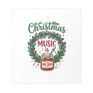 Weihnachtsmusik ist Marmeladenglas Kiefern Kranz K Notizblock