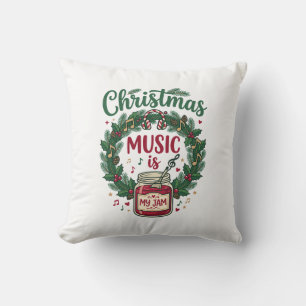 Weihnachtsmusik ist Marmeladenglas Tannen Kranz Ko Kissen