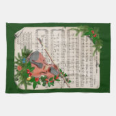 Weihnachtsmusik mit festlicher Geige Geschirrtuch (Horizontal)