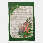 Weihnachtsmusik mit festlicher Geige Geschirrtuch (Vertikal)