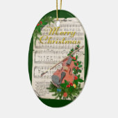 Weihnachtsmusik mit festlicher Geige Keramikornament (Links)