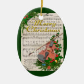 Weihnachtsmusik mit festlicher Geige Keramikornament (Vorne)