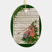 Weihnachtsmusik mit festlicher Geige Keramikornament (Hinten)