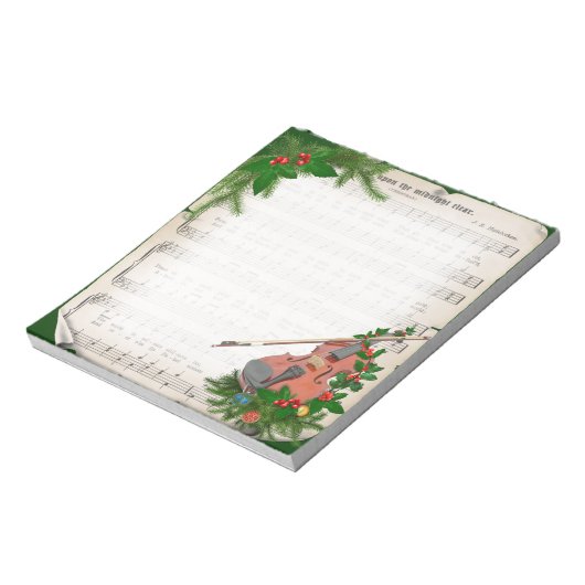 Weihnachtsmusik mit festlicher Geige Notizblock (Rotiert)