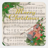 Weihnachtsmusik mit festlicher Geige Quadratischer Aufkleber (Vorderseite)
