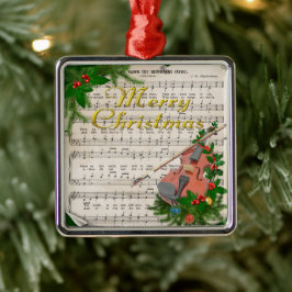 Weihnachtsmusik mit festlicher Geige Silbernes Ornament