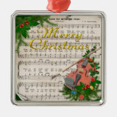 Weihnachtsmusik mit festlicher Geige Silbernes Ornament (Vorne)
